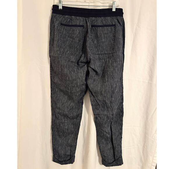 Athleta Bali Striped Blue Cropped Joggers Ladies Size 10 Tall - Picture 3 of 5